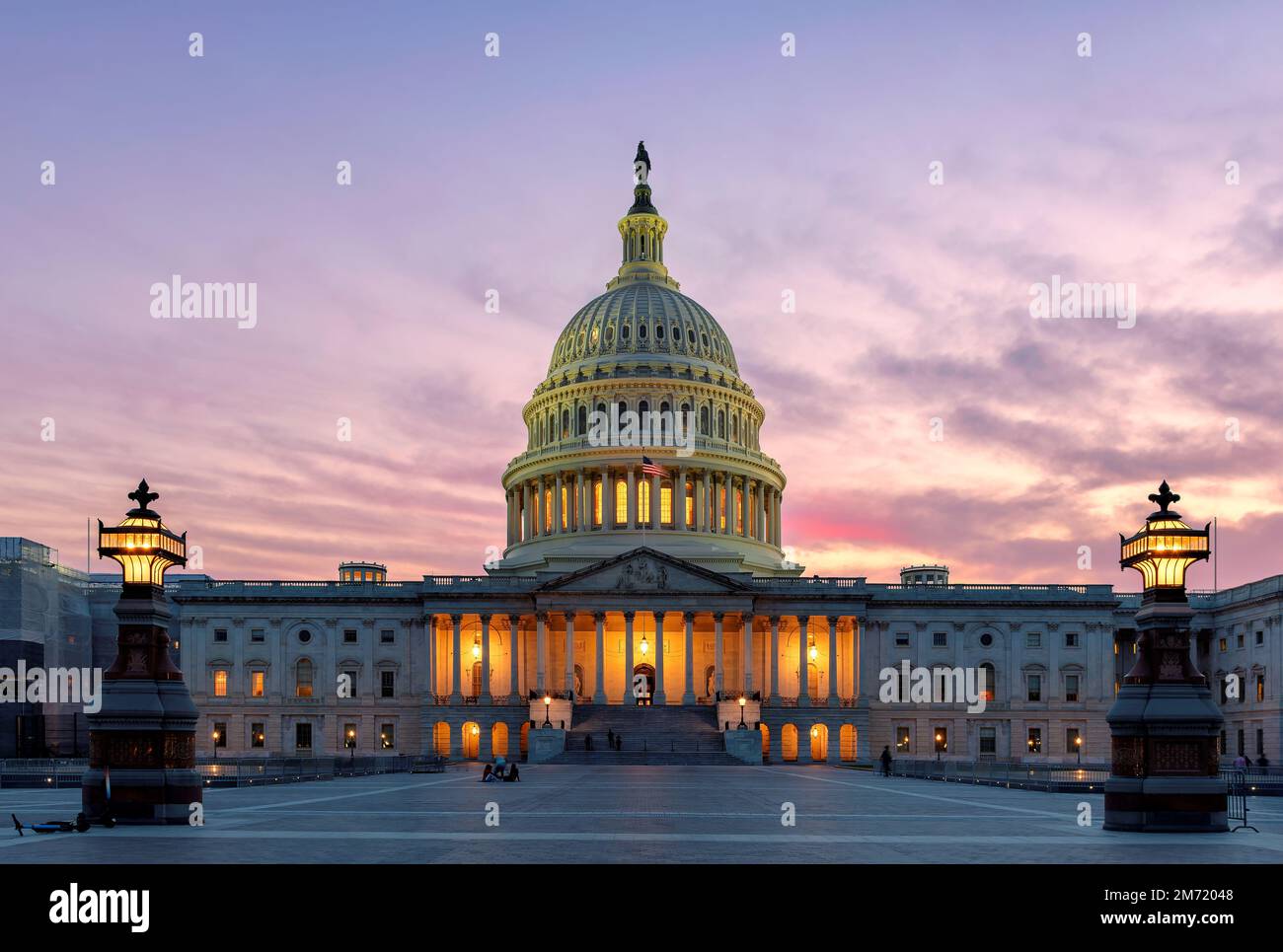 Du Capitole des États-Unis au coucher du soleil, Washington DC, USA. Banque D'Images