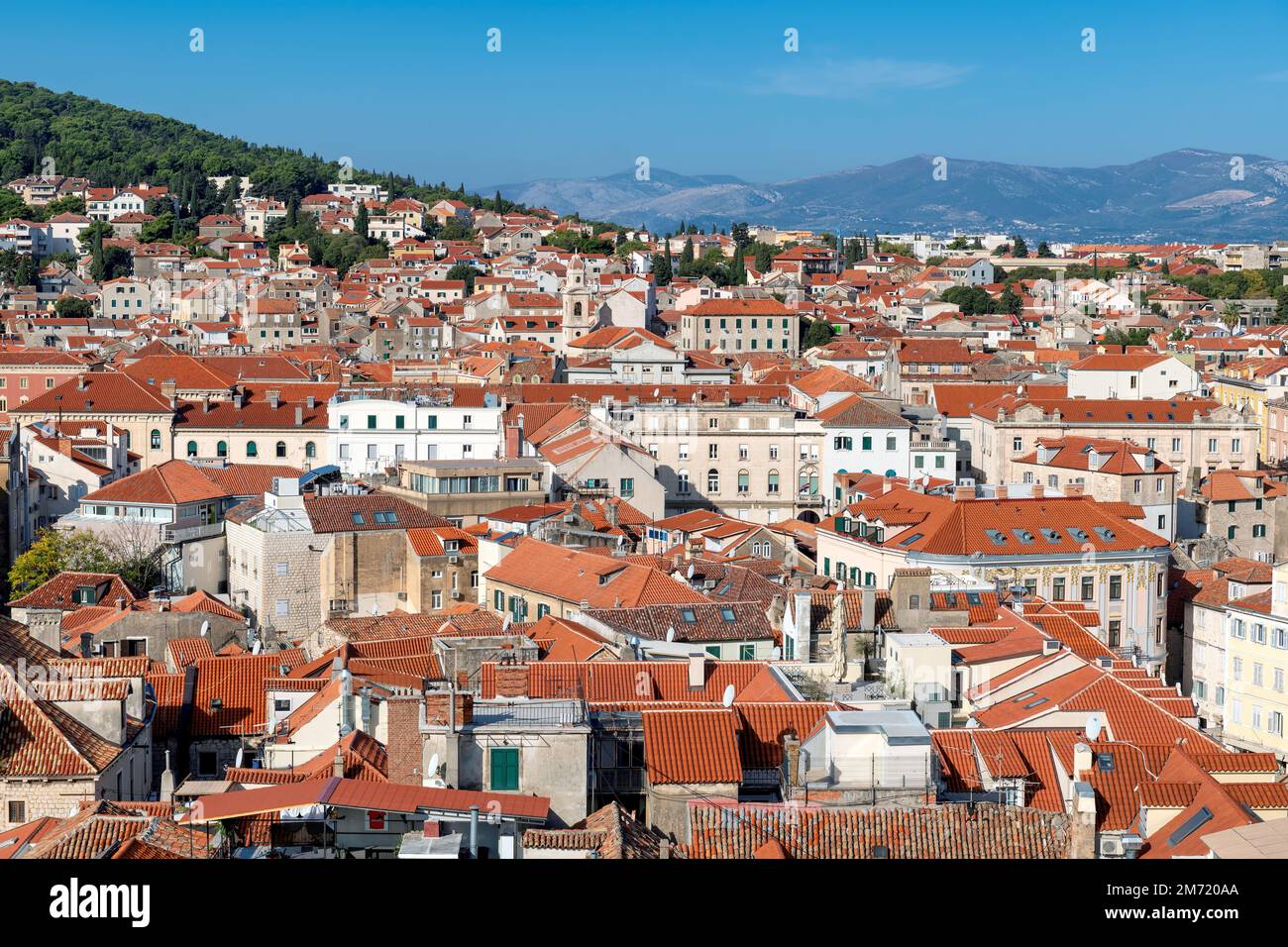 Vue aérienne de la vieille ville de Split, Dalmatie, Croatie. Banque D'Images