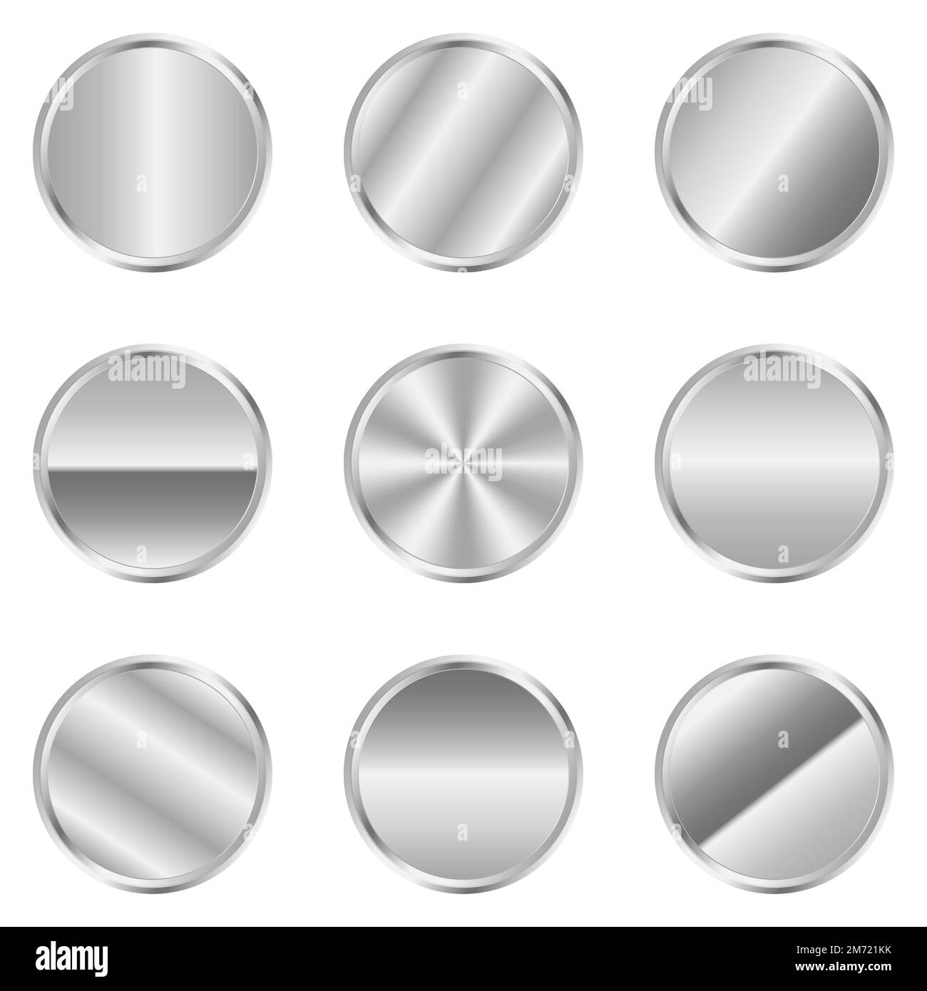 Bouton rond argent de luxe. Cercle argenté. Bouton métallique réaliste. Illustration vectorielle Illustration de Vecteur