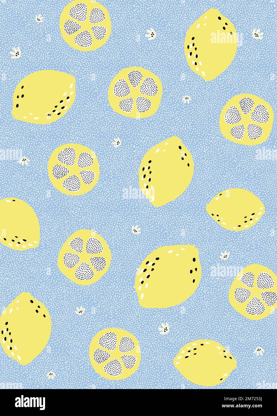 Fond bleu à motifs citron Illustration de Vecteur