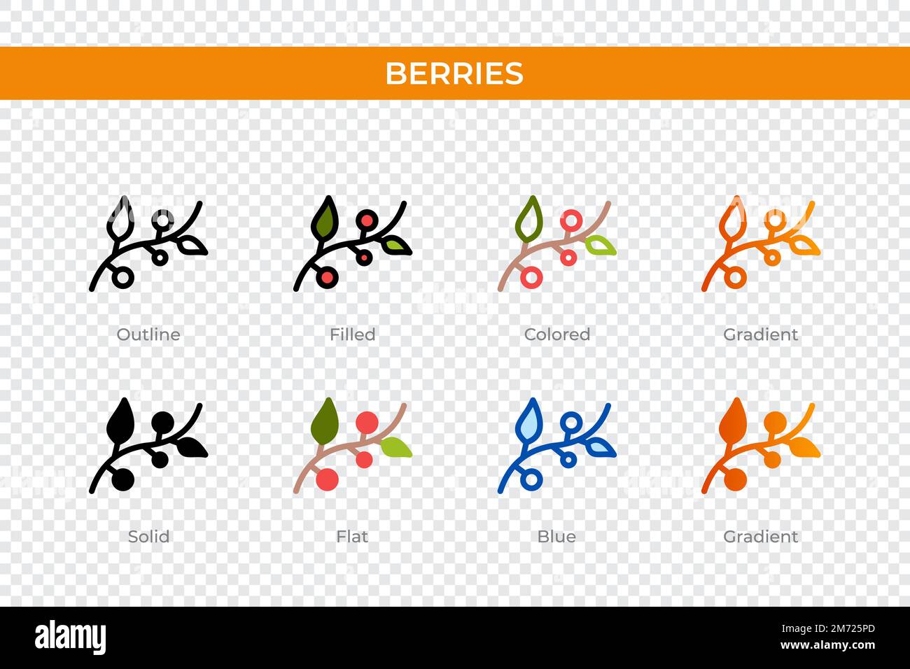 icône des baies dans un style différent. icônes de vecteur de baies conçues en contour, solide, coloré, rempli, dégradé, et un style plat. Symbole, illustration du logo Illustration de Vecteur