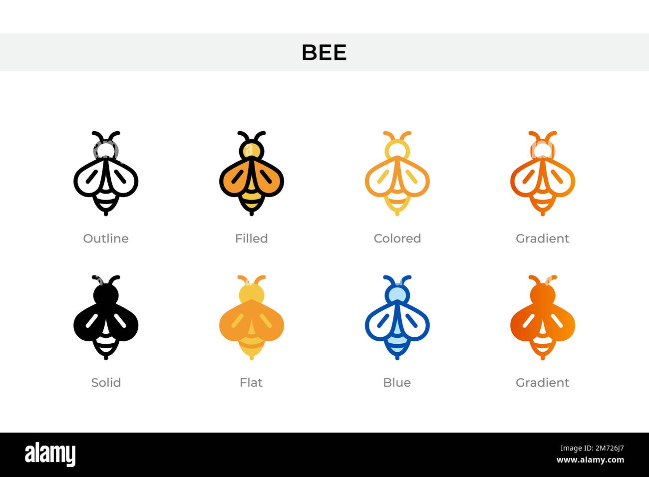 icône abeille dans un style différent. icônes de vecteur d'abeille conçues en contour, solide, coloré, rempli, dégradé, et un style plat. Symbole, illustration du logo. Vecteur Illustration de Vecteur