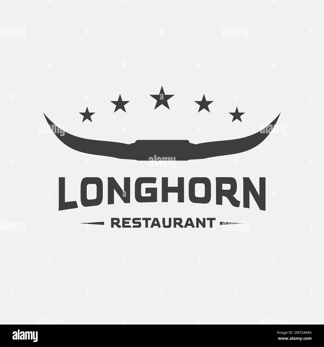 Buffalo Head Horn Icon, Bull, vache, rétro restaurant Texas vintage logo longhorn Illustration de Vecteur