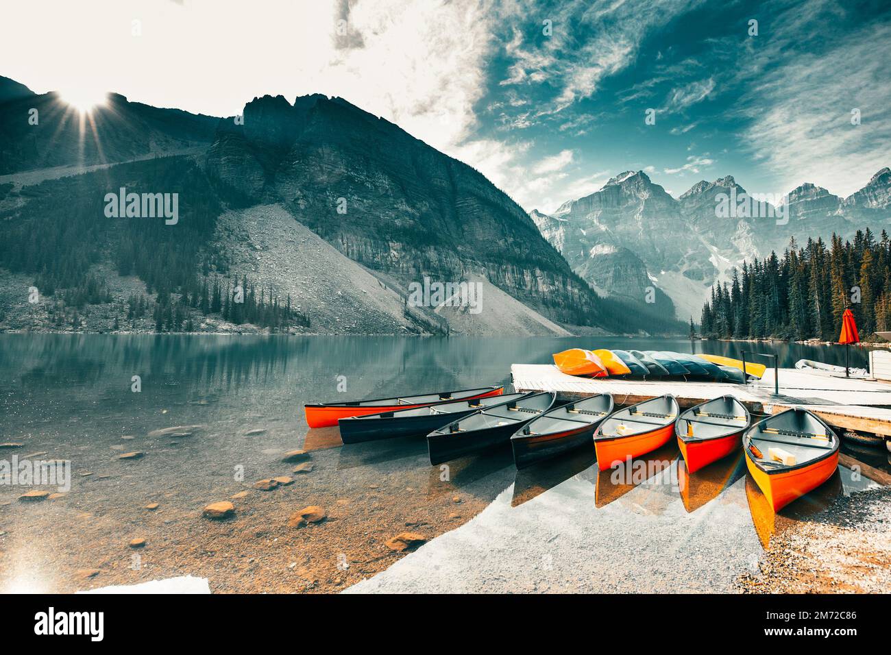 Lac Moraine, Alberta, Canada Banque D'Images