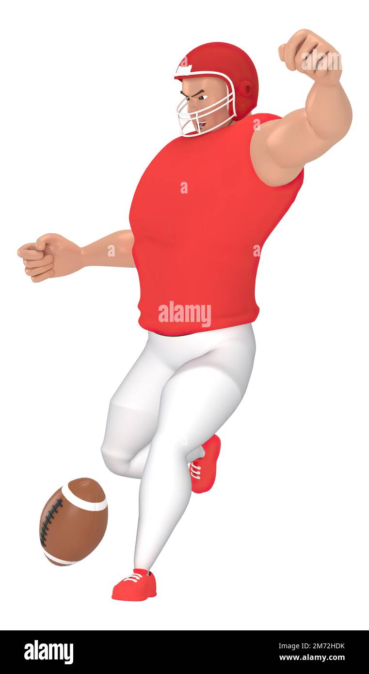 Personnages de sport isométriques joueurs de football américain . 3D rendu des joueurs de football. Banque D'Images