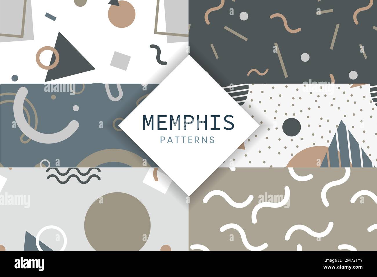 Jeu de vecteurs d'arrière-plans à motifs Memphis Illustration de Vecteur