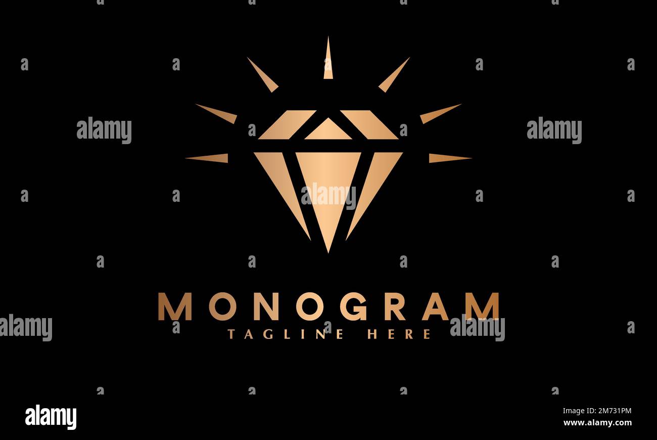 Modèle de monogramme vectoriel de logo de bijoux en diamant Illustration de Vecteur
