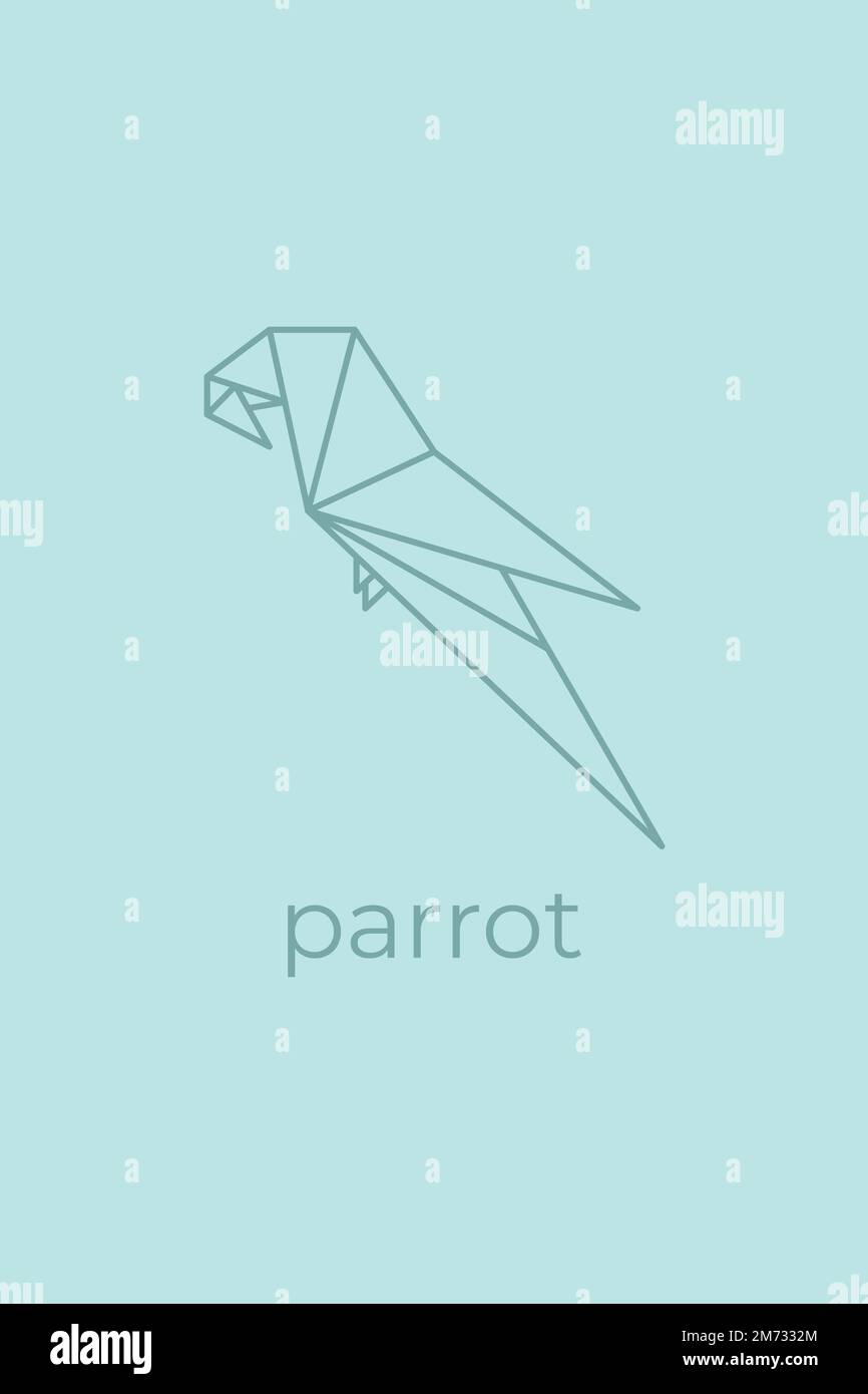 parrot origami. Motif abstrait de perroquet. Origami animal. Art. De la ligne d'animaux Illustration du contour de l'atelier pour animaux de compagnie. Illustration vectorielle Illustration de Vecteur