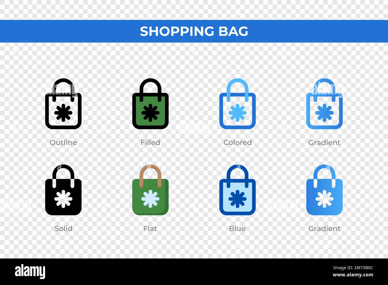 Icônes de sac de shopping dans différents styles. Ensemble d'icônes de sac à provisions. Symbole de congé. Différentes icônes de style sont définies. Illustration vectorielle Illustration de Vecteur