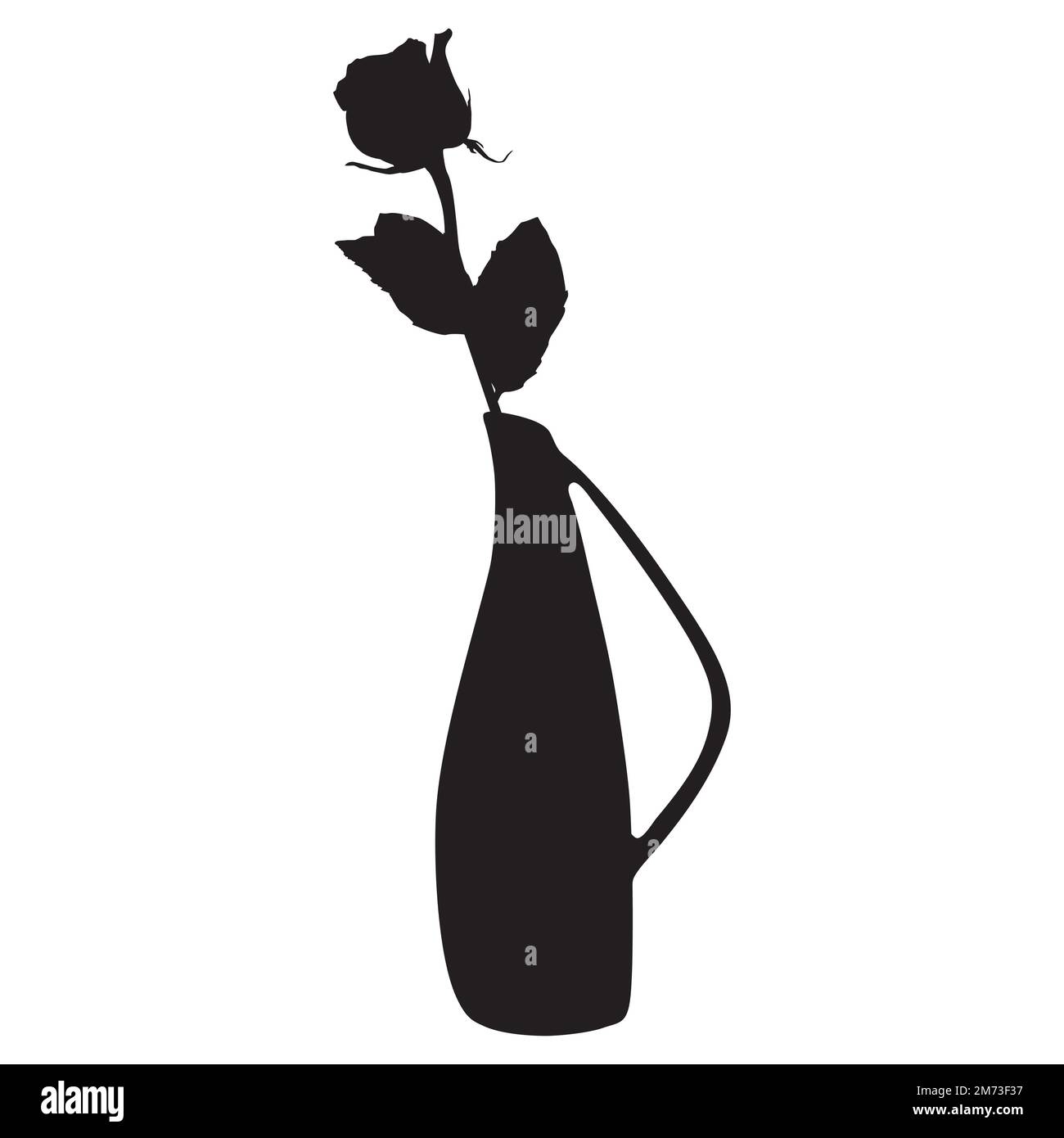 Fleur rose en vase silhouette noire, illustration vectorielle Illustration de Vecteur