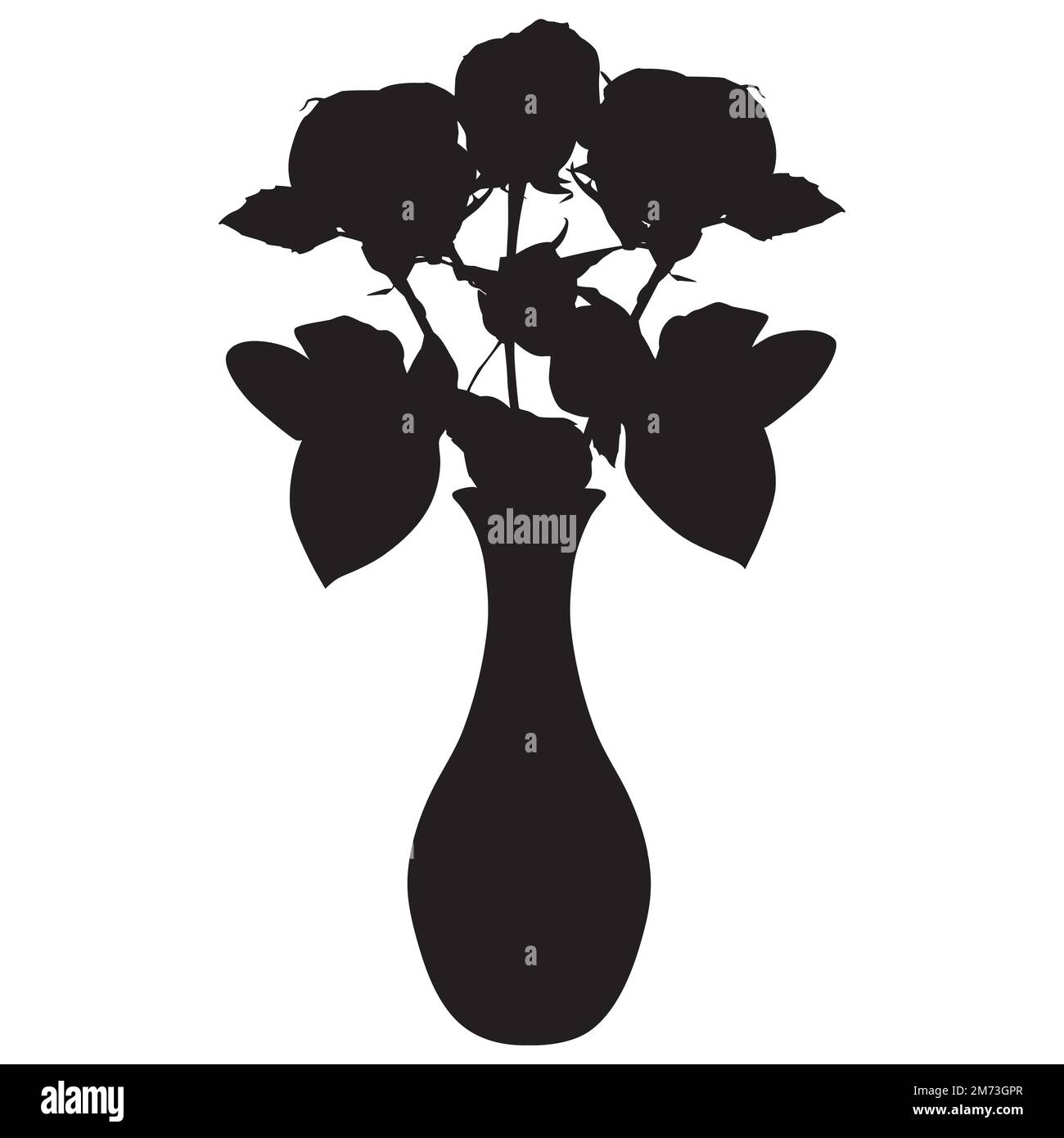 Bouquet de fleurs roses en vase silhouette noire, illustration vectorielle Illustration de Vecteur