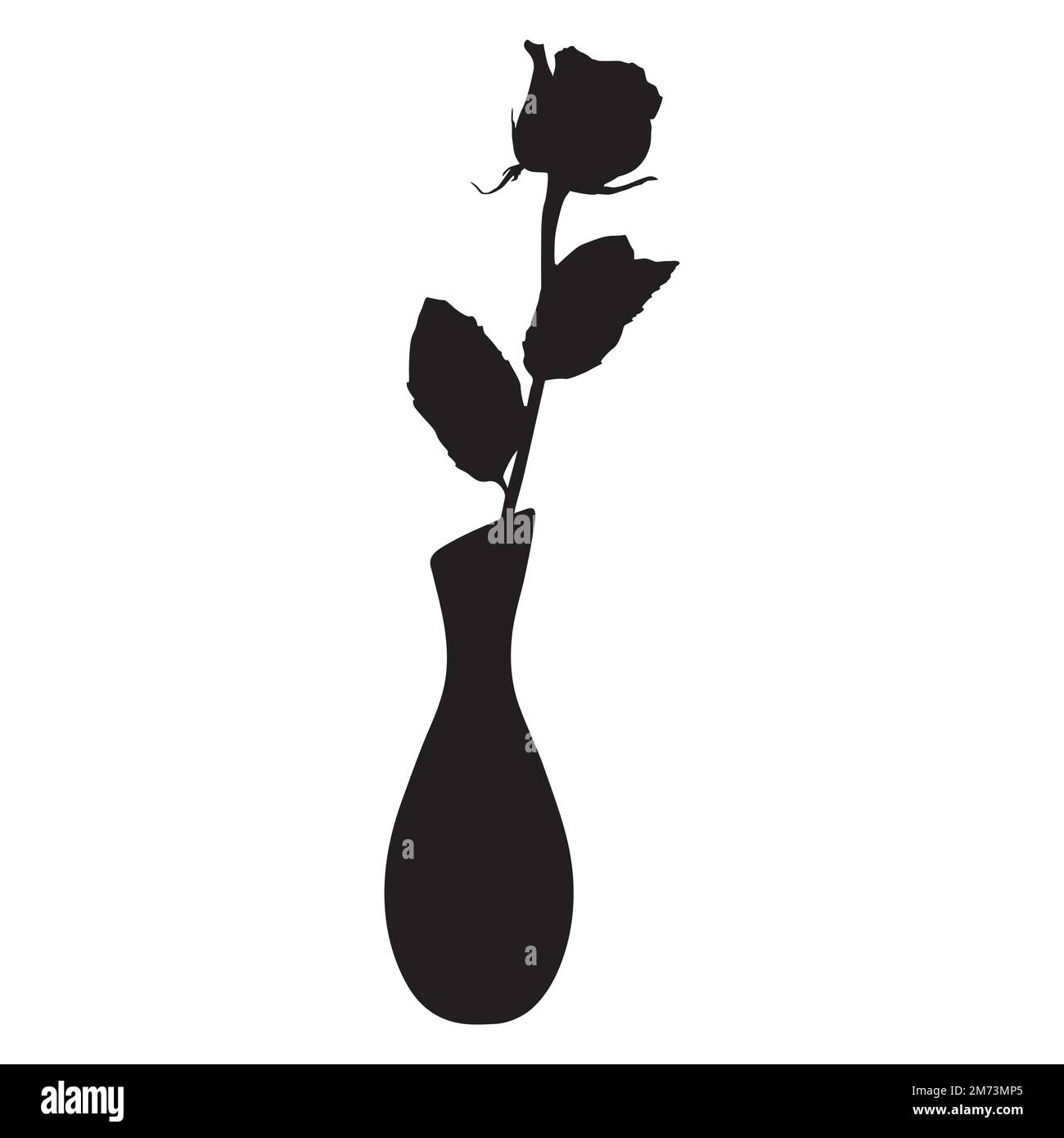 Fleur rose en vase silhouette noire, illustration vectorielle Illustration de Vecteur