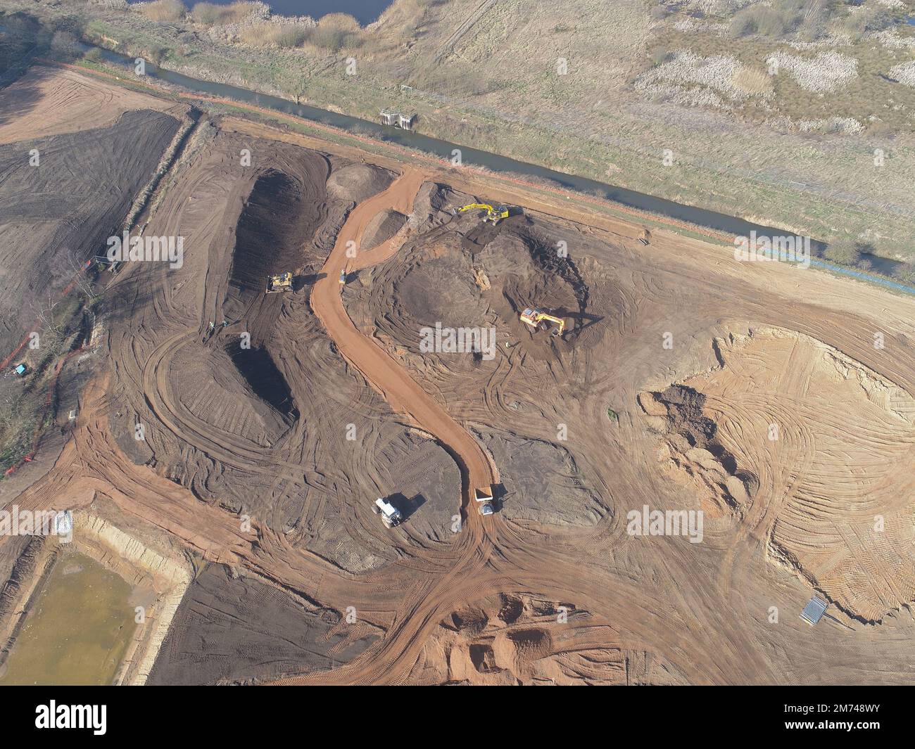 Construction et aménagement paysager à grande échelle sur cet immense chantier, comme illustré ci-dessus. Banque D'Images