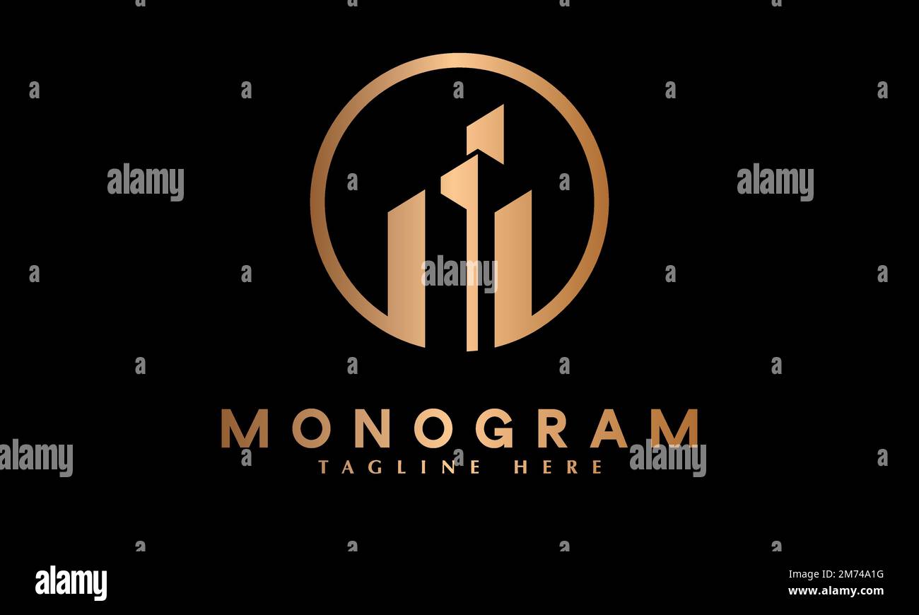 Modèle de monogramme de vecteur de logo d'entreprise de biens immobiliers Illustration de Vecteur