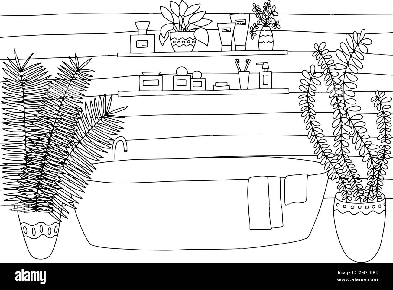 Décoration intérieure de salle de bains page de couleurs Illustration de Vecteur