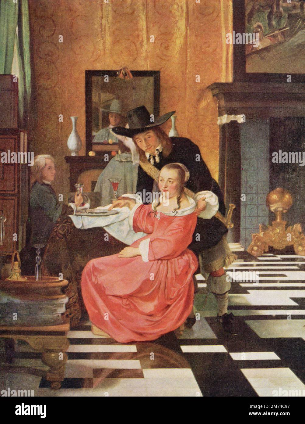 Refuser le verre peut-être par Ludolf de Jongh; Oil on Canvas; Dutch School; 17th Century. La peinture a également été attribuée à Hendrik Van Der Burch. Banque D'Images