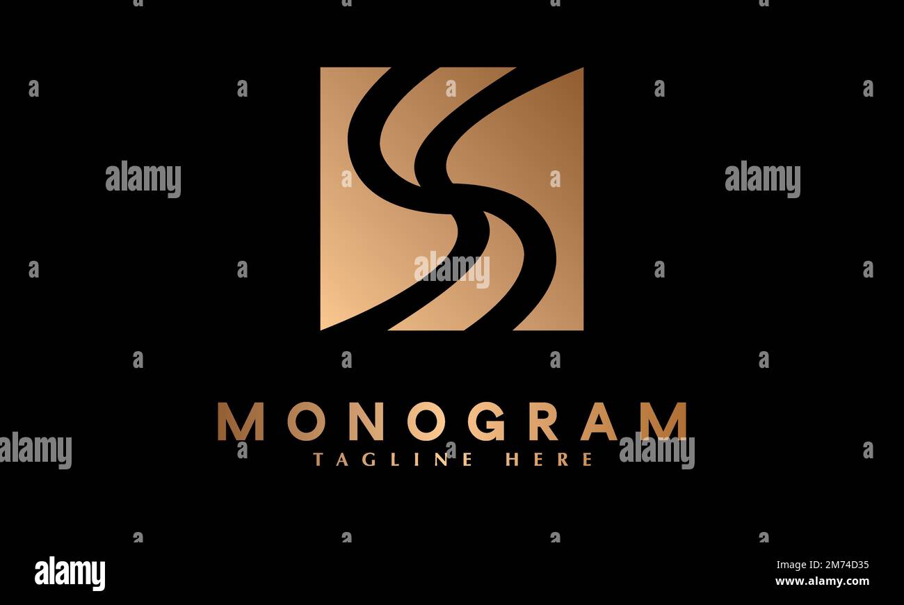 Modèle de monogramme vectoriel avec logo carré de l'alphabet Illustration de Vecteur