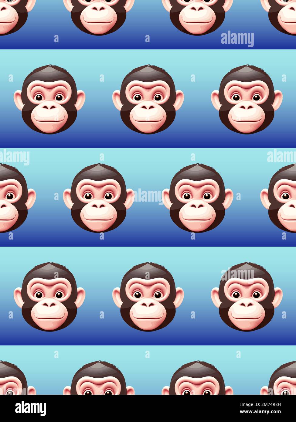 Visages amusants de singe de dessin animé, motif vectoriel sans couture Illustration de Vecteur