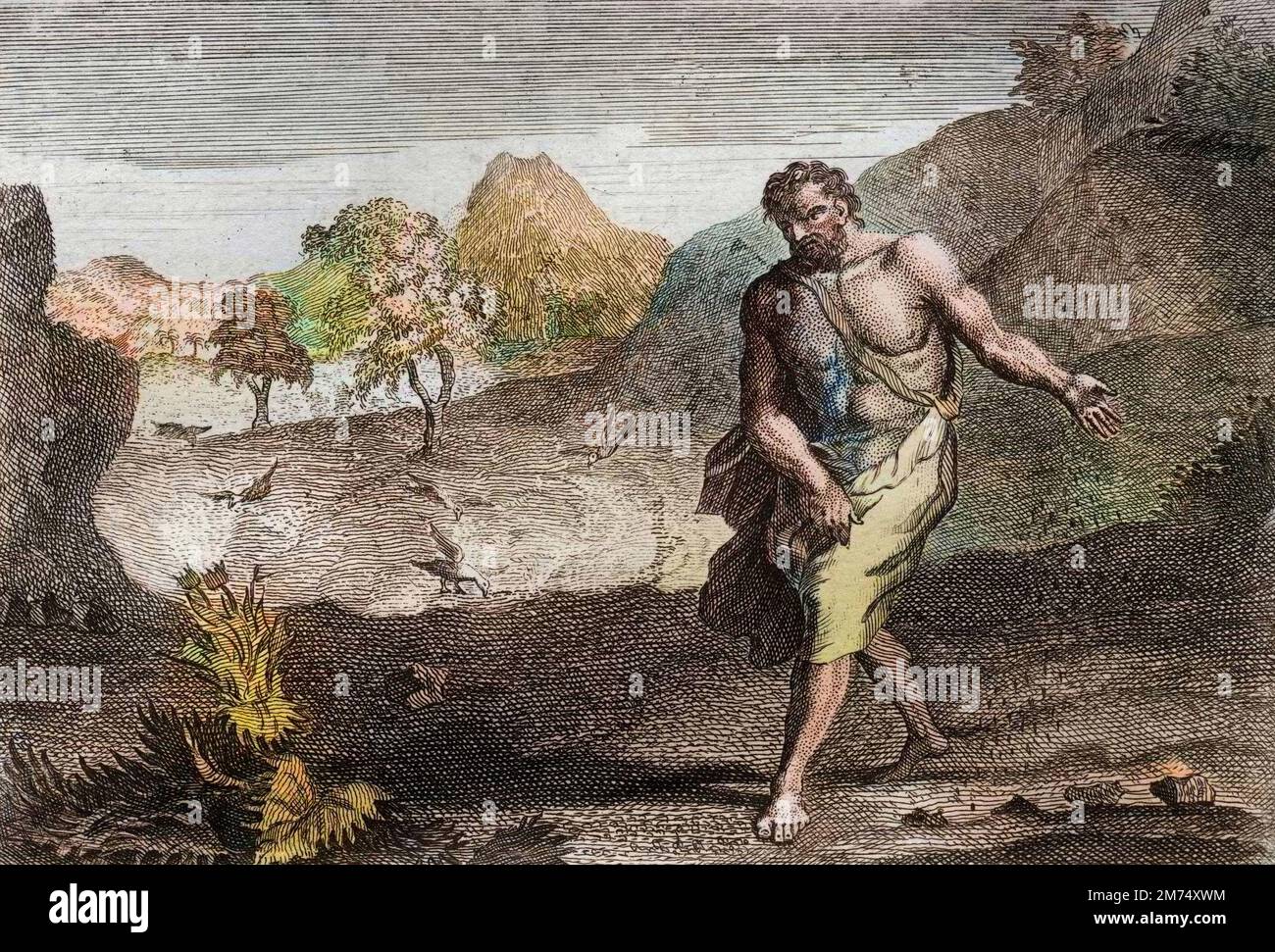 Bible par le Sieur de Royaumont, Nouveau Testament : la Parasole du semeur. Gravure de 1811 - Bible de Royaumont, Nouveau Testament : la parabole de la Sower. Gravure - coloration ultérieure Banque D'Images