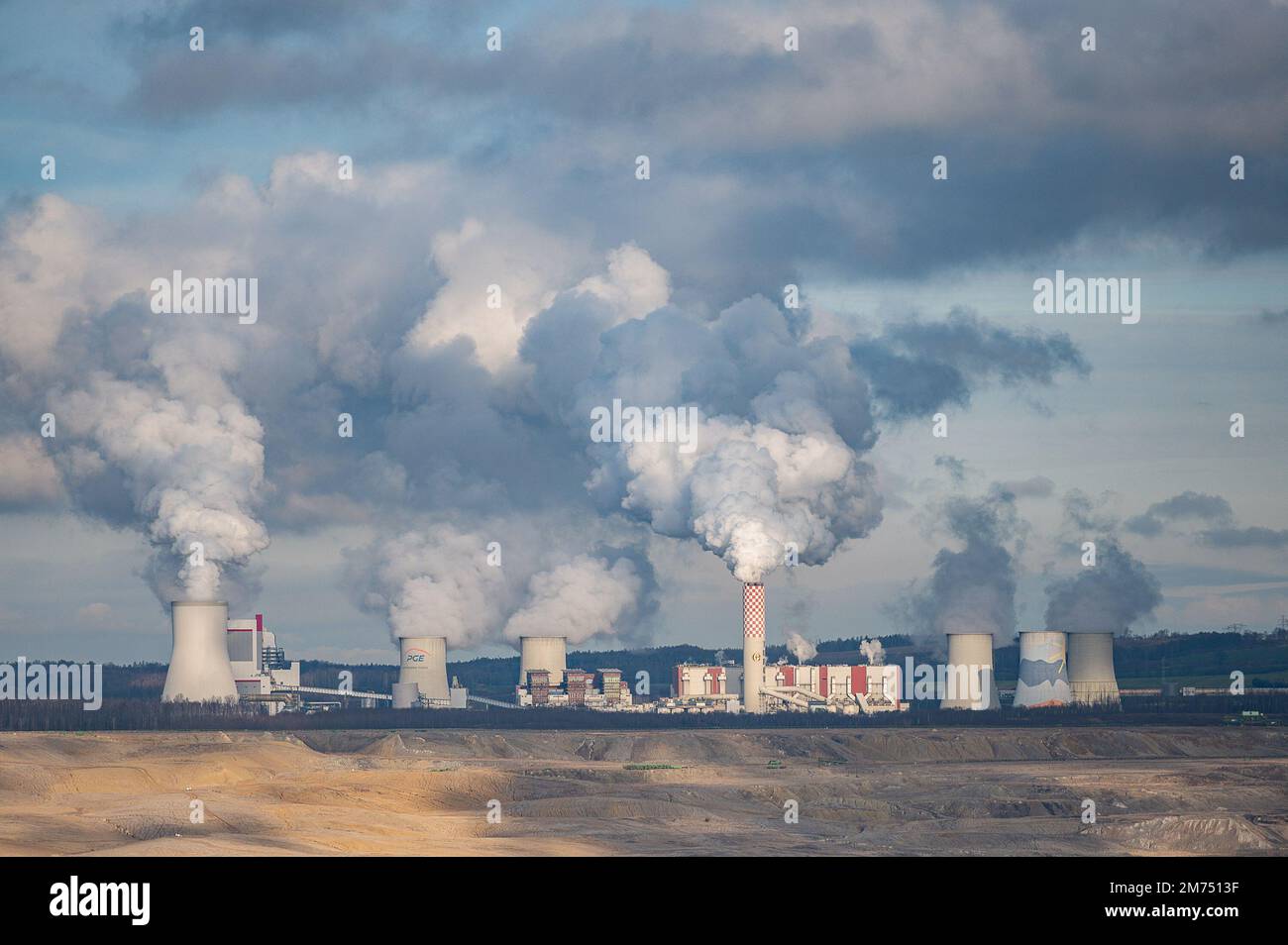 Turow, Pologne. 07th janvier 2023. Contreforts de la mine à ciel ouvert