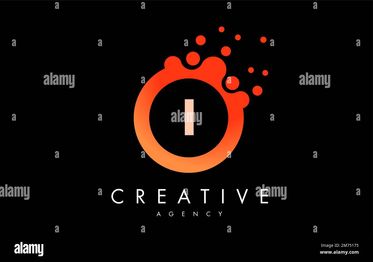 Logo lettre à points orange. Illustration du vecteur Blue Bubble Design. Illustration de Vecteur