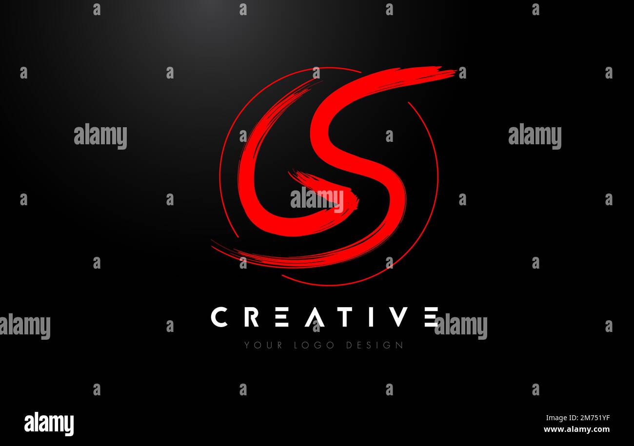 Logo Red GS Brush Letter. Lettres au pinceau manuscrites artistiques logo vecteur de concept. Illustration de Vecteur