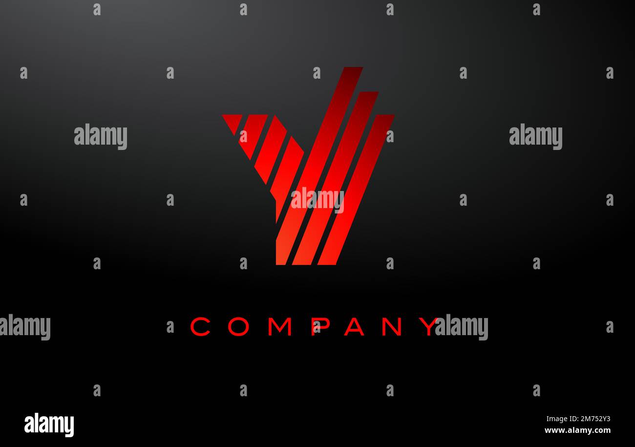 Logo lettre y avec vecteur lignes rouges. Illustration de l'icône en forme de lettre rouge Illustration de Vecteur