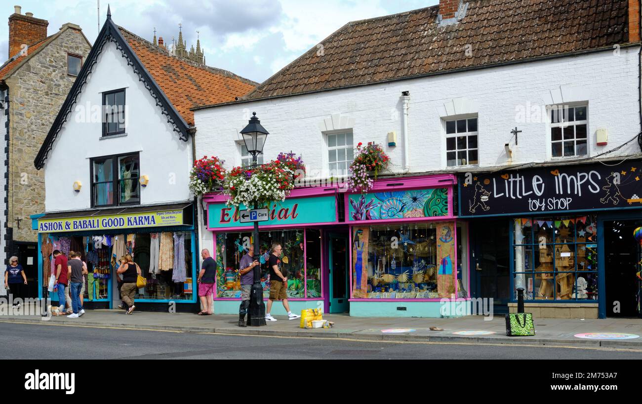 Magasins de style alternatif Glastonbury Banque D'Images