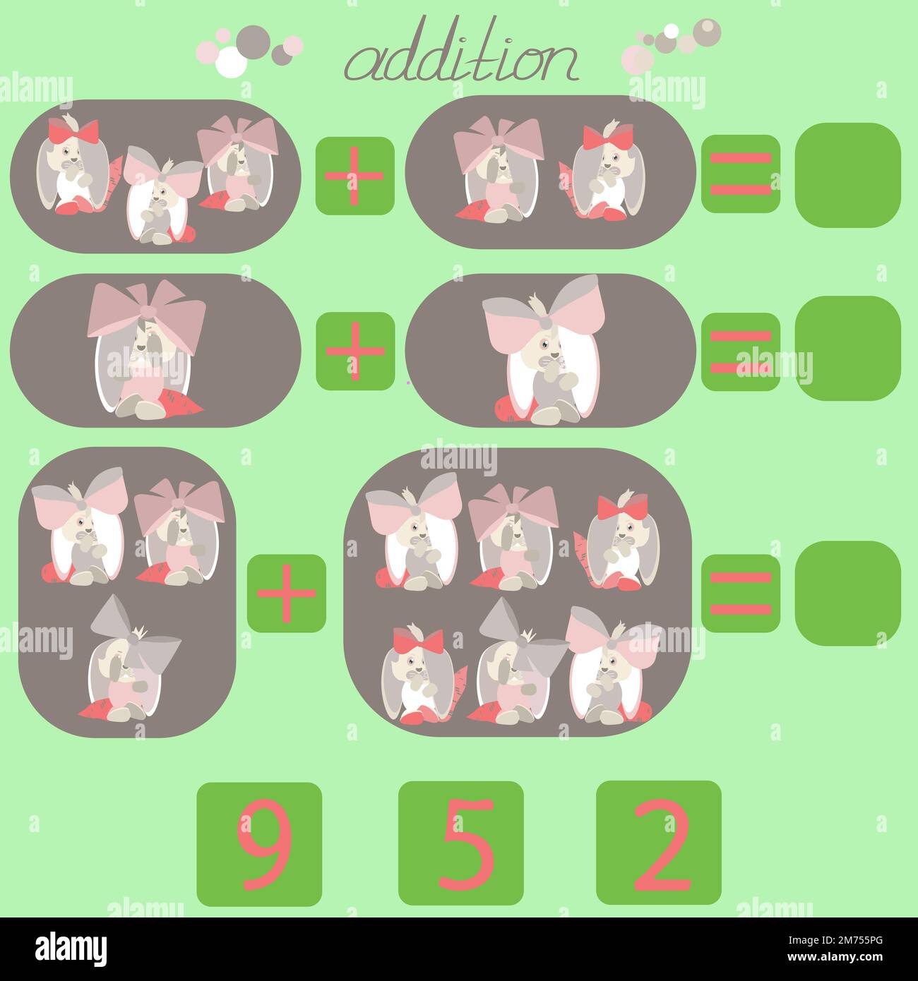 comptez les lapins dans l'image et mettez le bon nombre Illustration de Vecteur