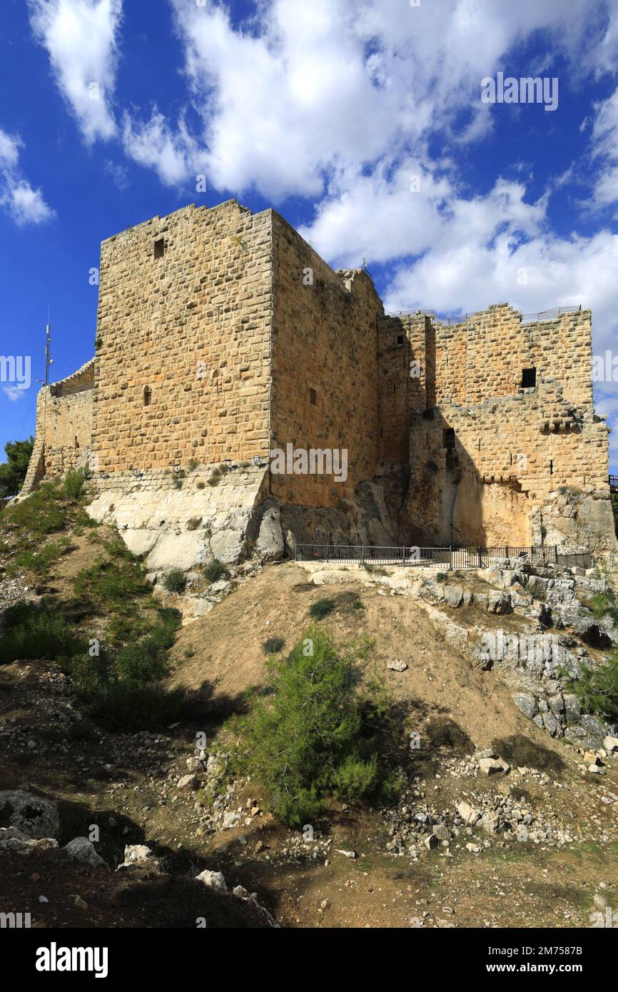 Vue sur le château d'Ajloun (QA'lat ar-Rabad) dans le quartier du Mont Ajloun, au nord de la Jordanie, au Moyen-Orient Banque D'Images