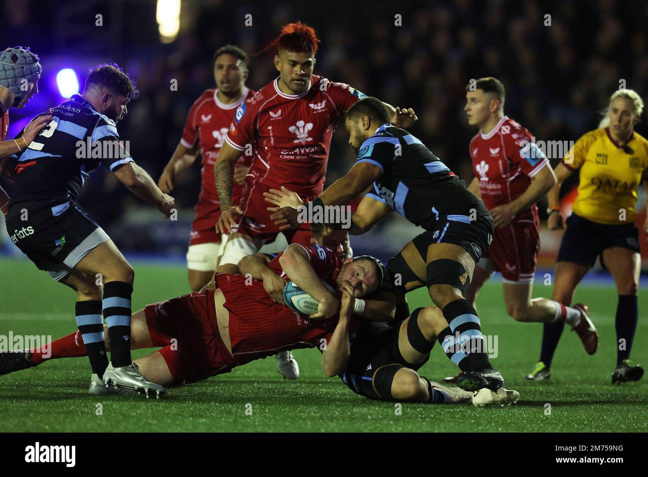 Cardiff, Royaume-Uni. 07th janvier 2023. Ken Owens des Scarlets est arrêté. United Rugby Championship, Cardiff Rugby v Scarlets au BT Sport Cardiff Arms Park à Cardiff, pays de Galles, le samedi 7th janvier 2023. photo par Andrew Orchard/Andrew Orchard sports photographie/Alamy Live News crédit: Andrew Orchard sports photographie/Alamy Live News Banque D'Images