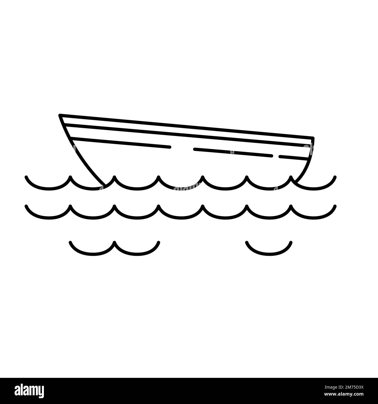 Icône bateau en bois contour dessin vectoriel illustration sur fond blanc Illustration de Vecteur