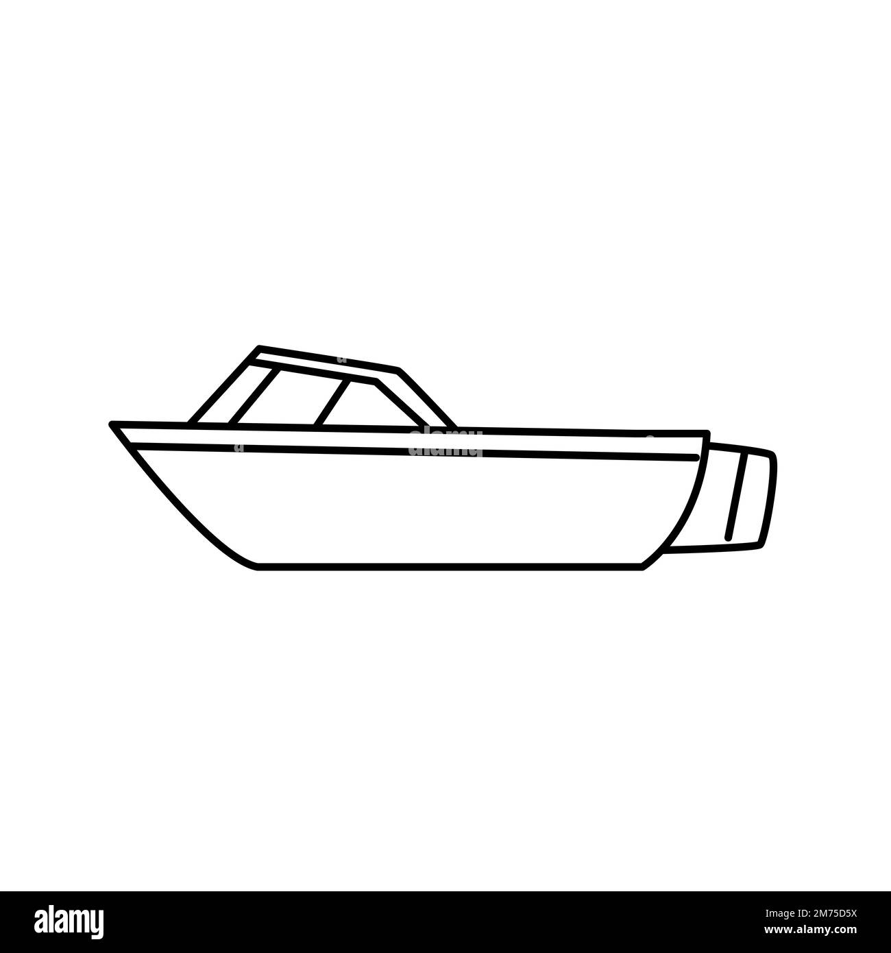 Icône bateau en bois contour dessin vectoriel illustration sur fond blanc Illustration de Vecteur