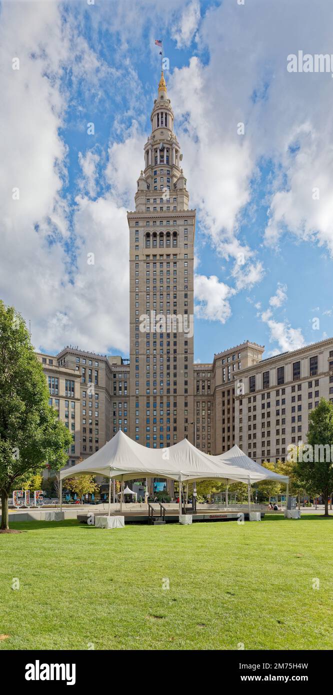 Tower City Centre, une icône de Cleveland, contient des bureaux, hôtel, casino, centre commercial et centre de transport. Le monument de 15 hectares a été construit en 1923-1962. Banque D'Images