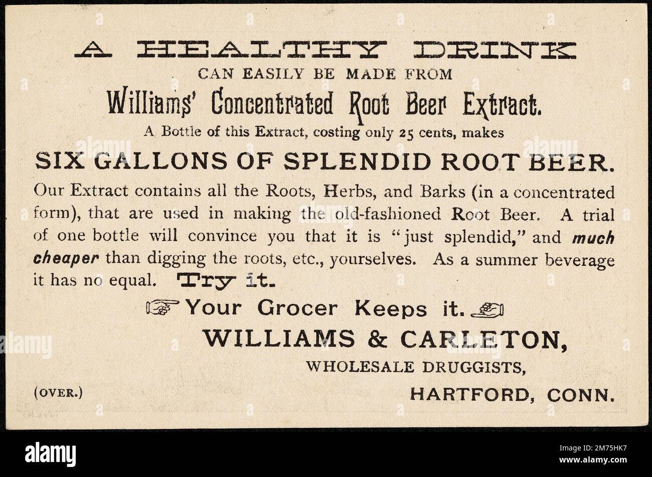 Publicité pour l'extrait concentré de bière de racine de Williams, vers 1900 Banque D'Images