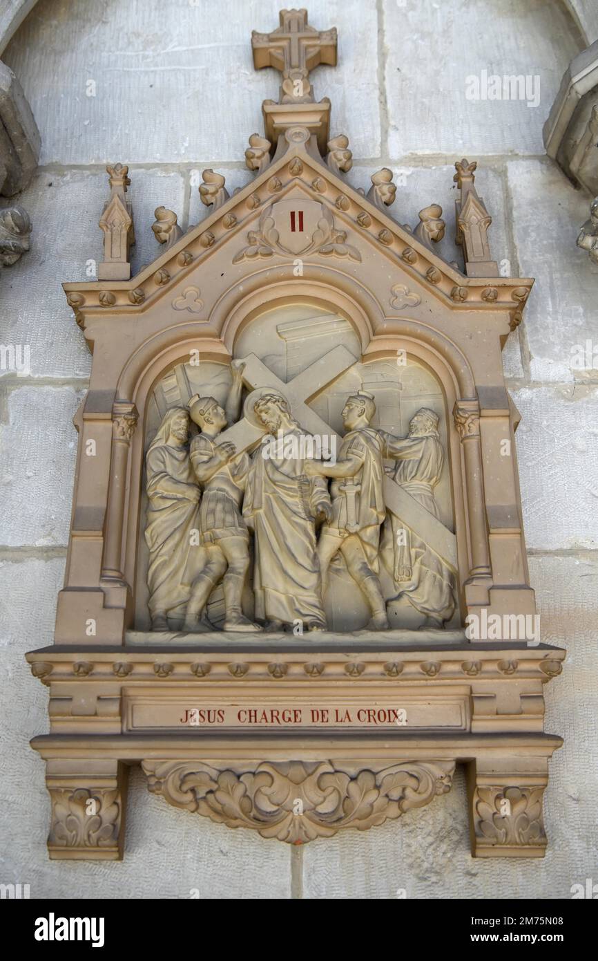 Gare du chemin de la Croix du Christ dans la Cathédrale Saint-Etienne, Auxerre, département Yonne, région Bourgogne-Franche-Comté, Bourgogne Banque D'Images