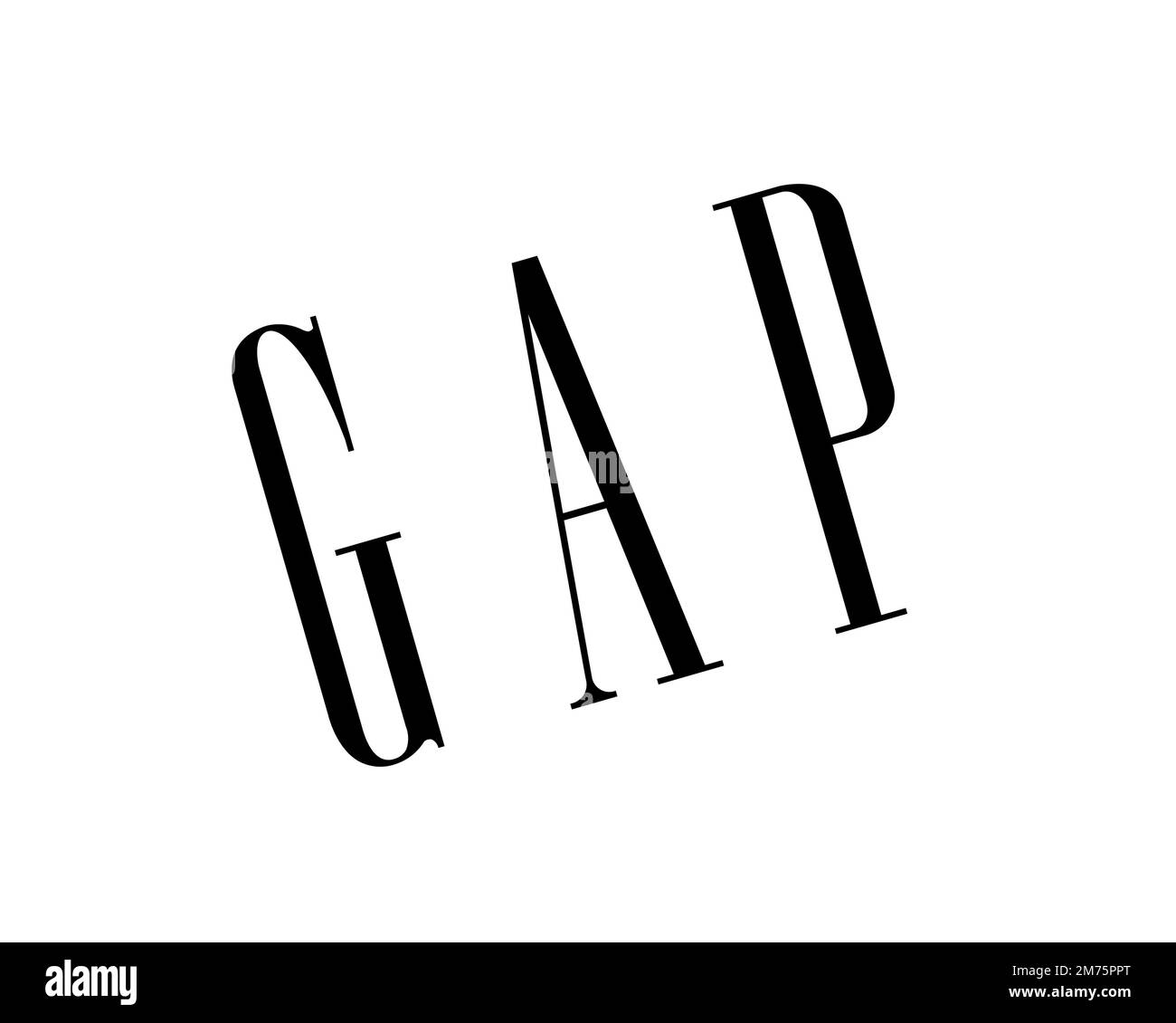 Logo Gap Inc. Pivoté, fond blanc Banque D'Images