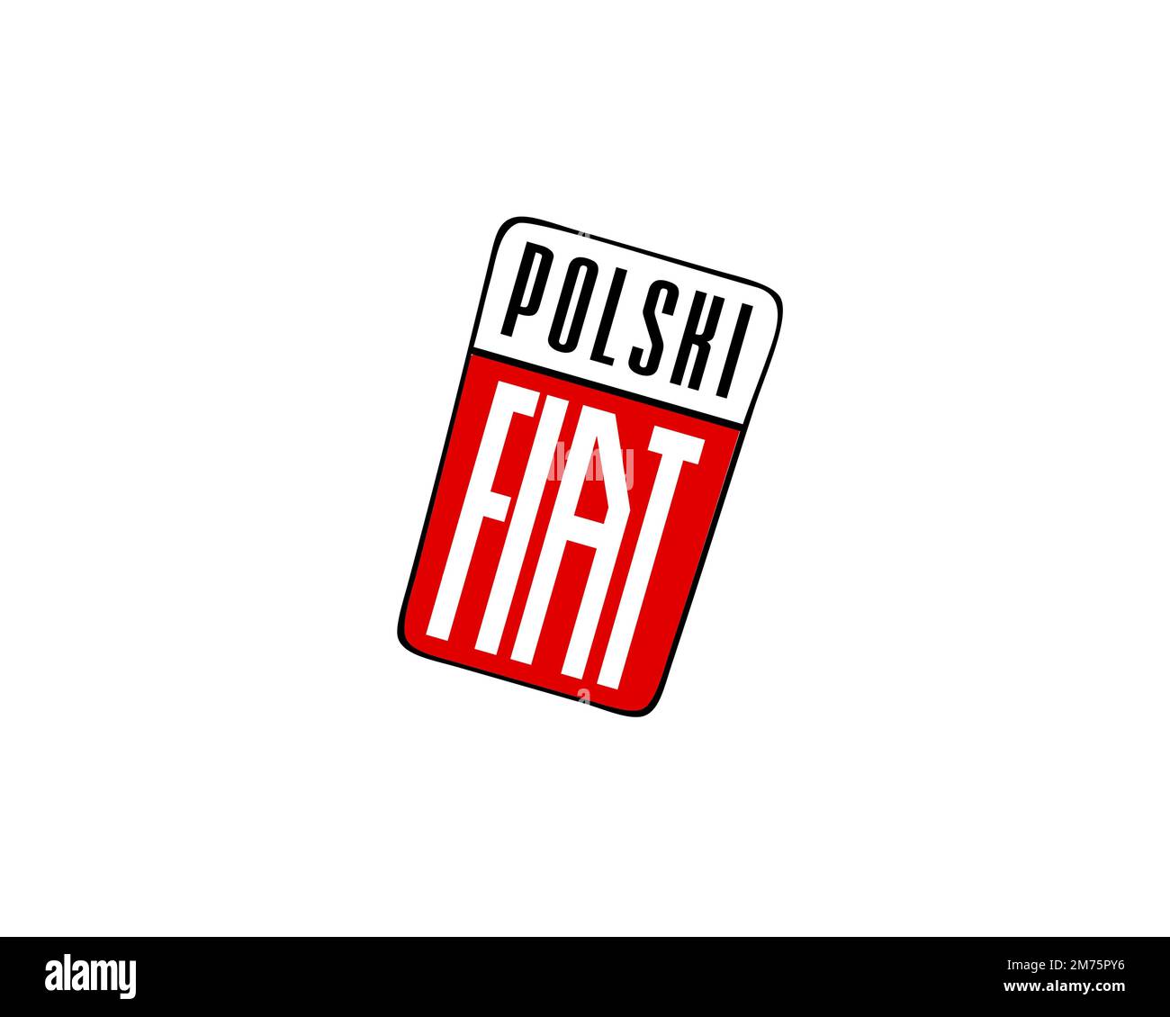 Polski Fiat, logo pivoté, fond blanc B Banque D'Images