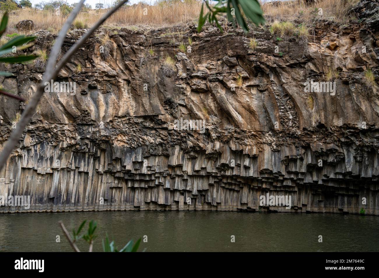 La piscine Hexagon Breichat HaMeshushim est une piscine naturelle située près de la rivière Meshushim, dans la réserve naturelle de la forêt de Yehudiya, au centre du plateau du Golan. Israël Banque D'Images