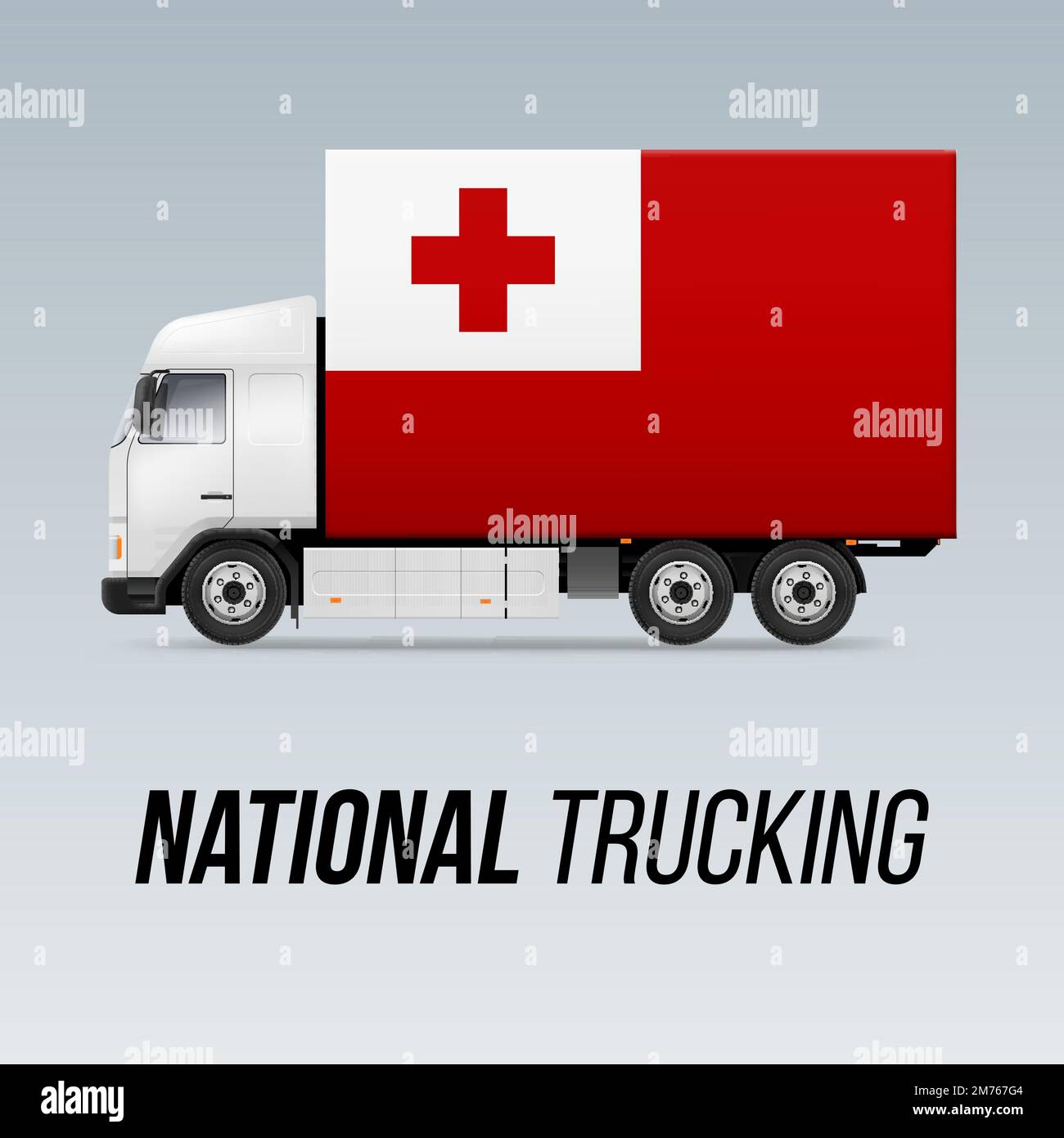 Symbole de camion de livraison nationale avec drapeau des Tonga. Icône du camionnage national et drapeau de Tongan Illustration de Vecteur