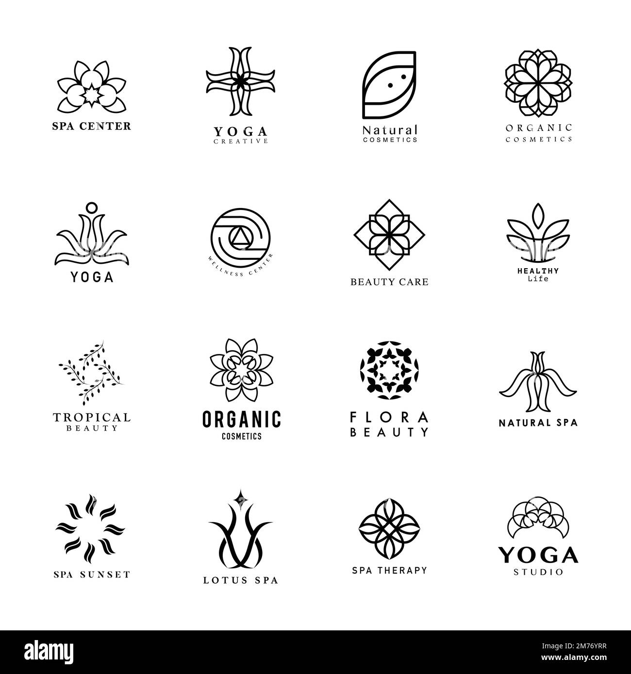 Ensemble de yoga et de vecteur du logo du spa Illustration de Vecteur