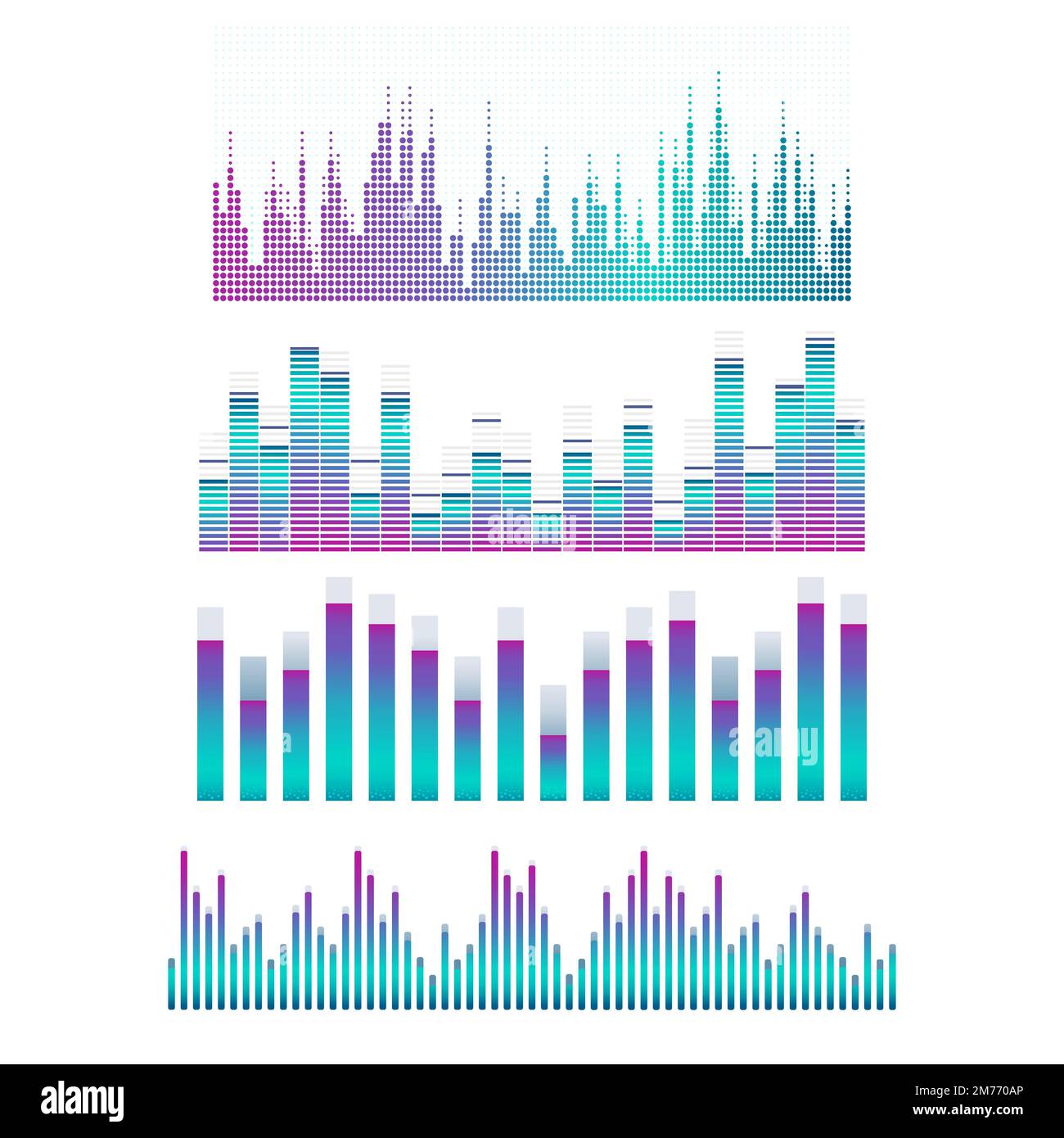 Ensemble de conception de vecteur d'égaliseur d'onde sonore Illustration de Vecteur