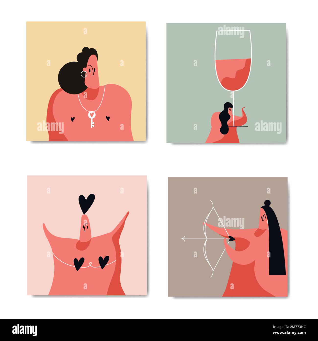 Caractères pour le vecteur Saint-Valentin's Day Set Illustration de Vecteur