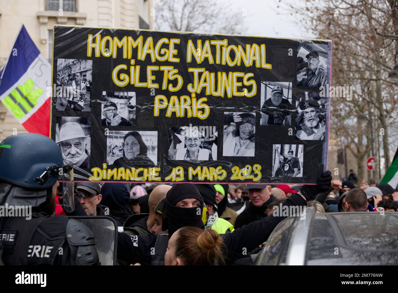 Paris, France. 7th janvier 2023. Manifestation pour la justice sociale, fiscale et climatique, pour le CIR. Contre 49,3, contre l'inflation à Paris, France. Banque D'Images