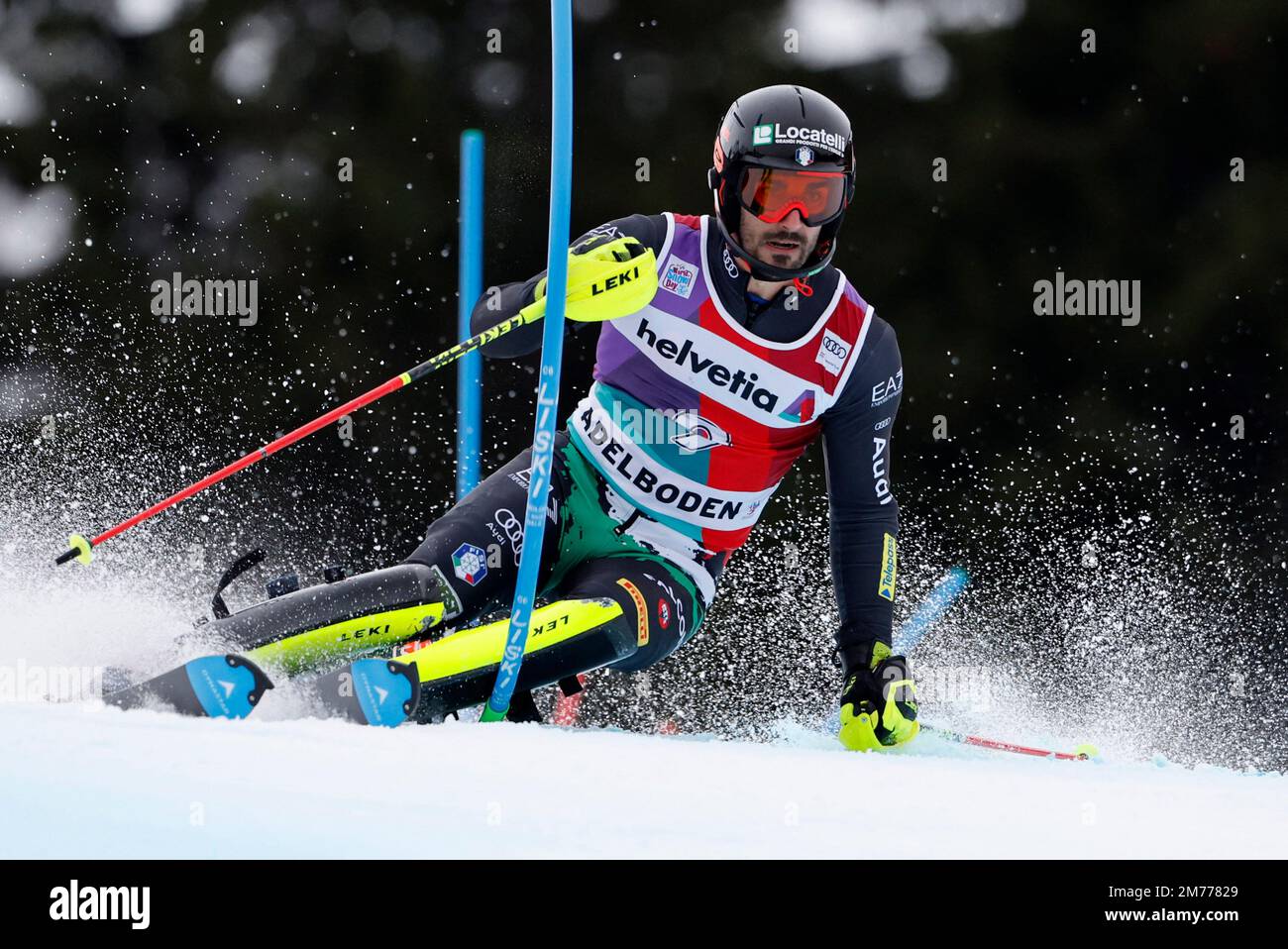 Ski alpin - FIS coupe du monde de ski alpin - Slalom masculin - Adelboden, Suisse - 8 janvier 2023 Tommaso Sala en Italie en action REUTERS/Stefan Wermuth Banque D'Images