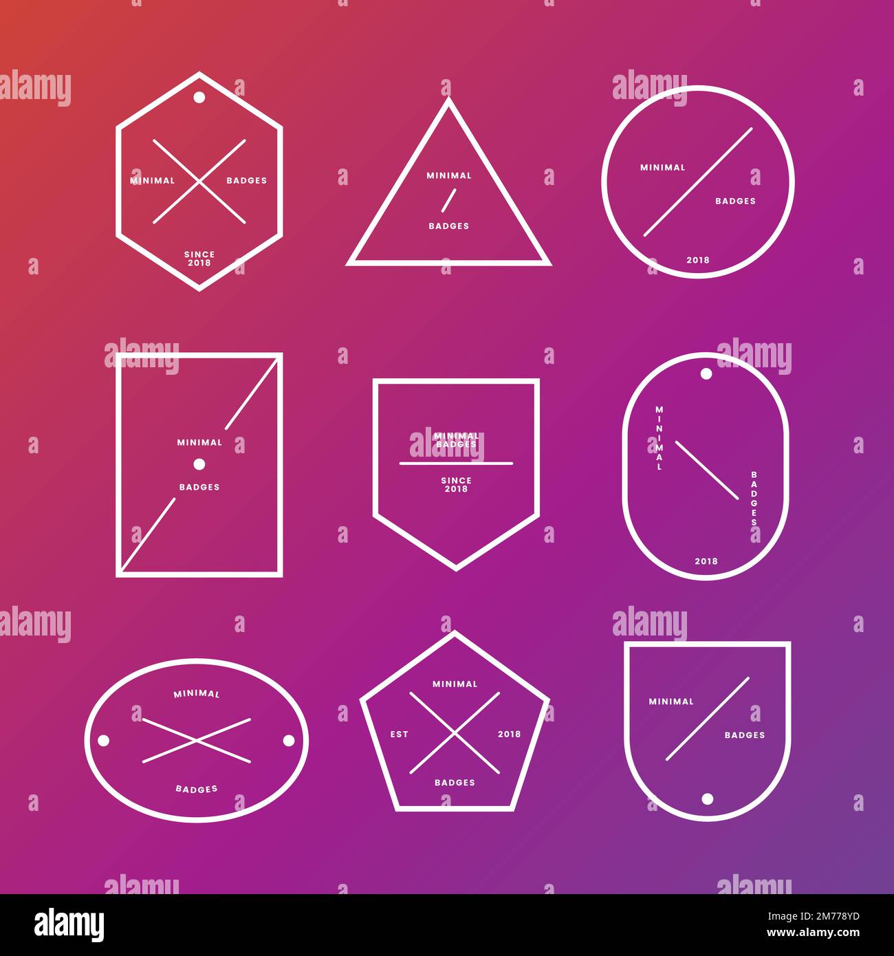 Jeu de badges et d'étiquettes minimal Illustration de Vecteur