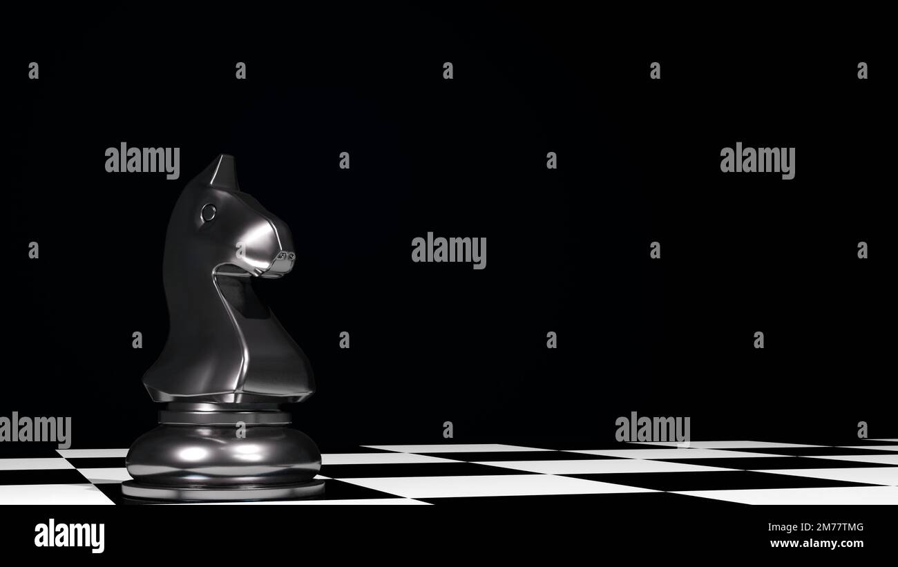 Jeu d'échecs. Figurine de chevalier d'échecs sur un échiquier. Banque D'Images