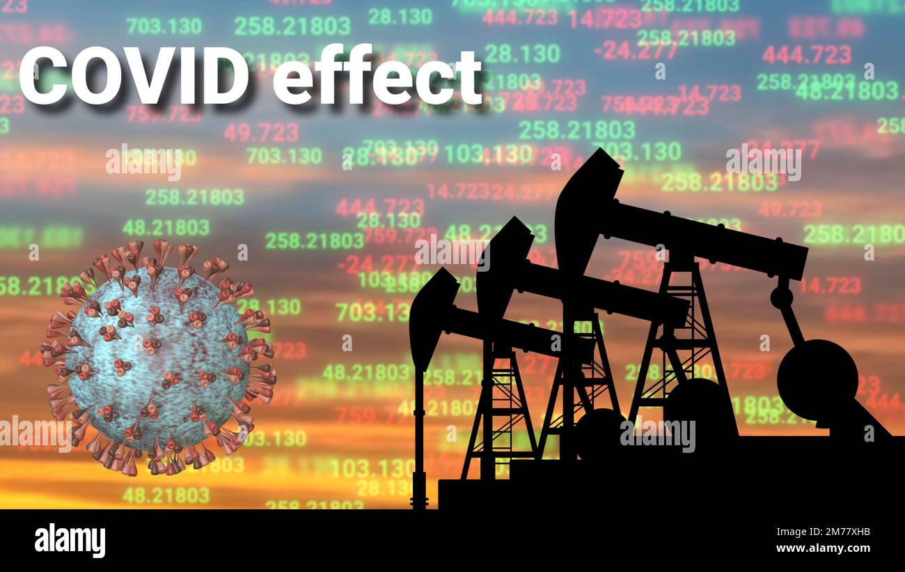 effet éclatant sur les prix du pétrole brut, demande dans l'illustration du marché mondial. Banque D'Images