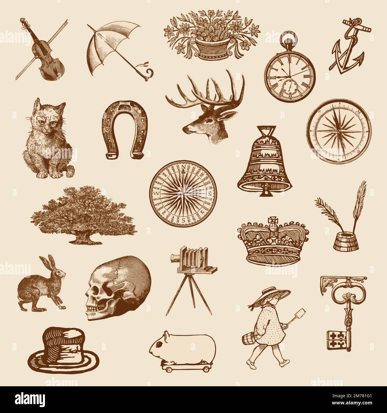 Ensemble vectoriel de gravure de style victorien vintage Illustration de Vecteur