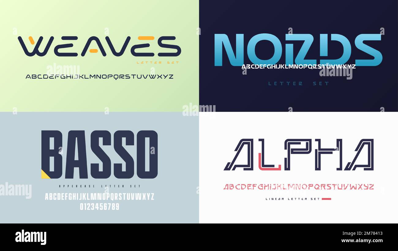Collection de polices vectorielles sans serif, jeux de lettres majuscules, alphabets Illustration de Vecteur
